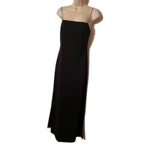 Vintage Y2K Slip Dress Black Maxi Size Large Romantic Goth Sexy Grunge 90s
